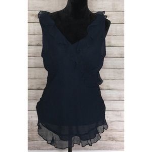 NWOT Isaac Mizrahi Target Navy Ruffle Tank Top